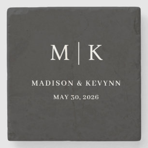 Minimaal en Chic   Zwarte en witte bruiloft Stenen Onderzetter