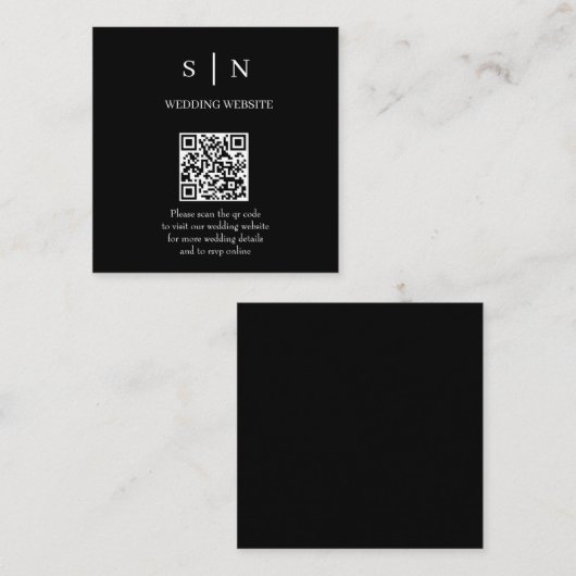 Minimaal en Chic | Zwarte en Witte QR-code Informatiekaartje (Voorkant / Achterkant)