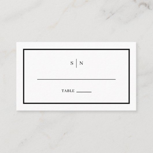 Minimaal en Chic | Zwarte en Witte Trouwkaart Plaatskaartje (Voorkant)