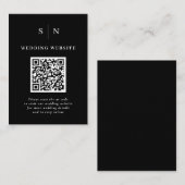 Minimaal en Chic | Zwarte QR-code bruiloft Informatiekaartje (Voorkant / Achterkant)