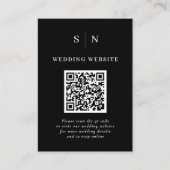 Minimaal en Chic | Zwarte QR-code bruiloft Informatiekaartje (Voorkant)