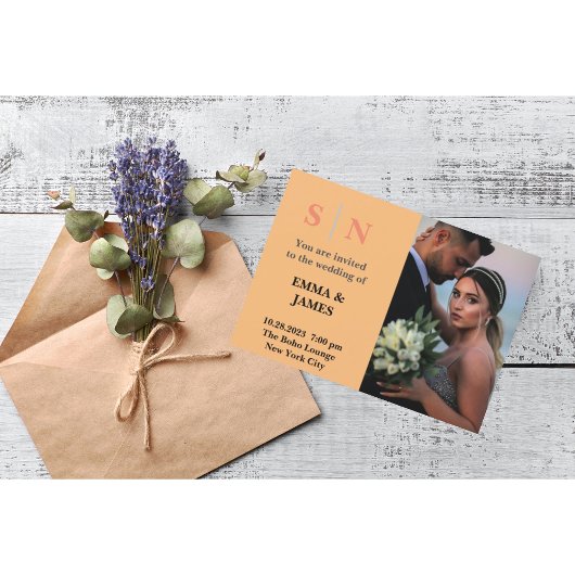 Minimaal en ChicDusty Blue Two Photo Wedding Kaart