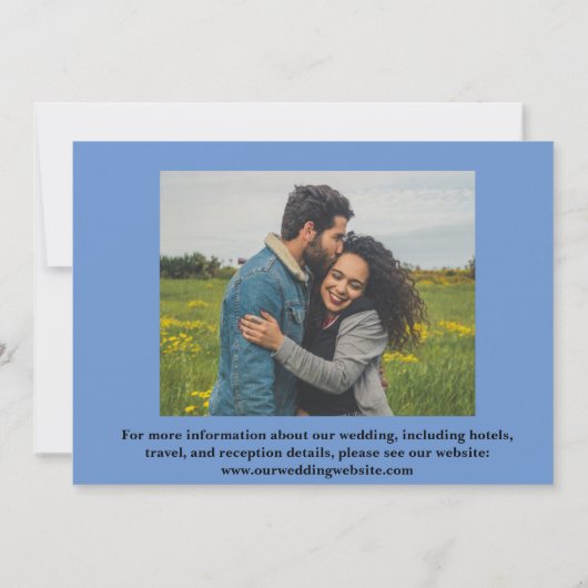 Minimaal en ChicDusty Blue Two Photo Wedding Tha Bedankkaart (Achterkant)