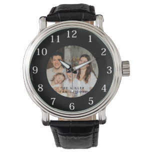 Minimaal en chique Aangepaste foto en familienaa Horloge