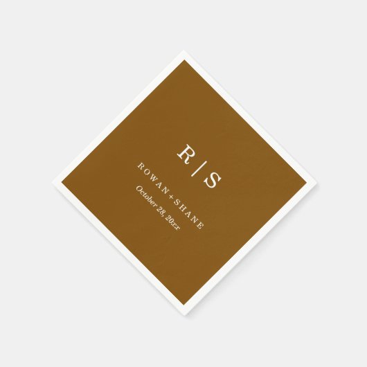 Minimaal en chique | Bruine bruiloft servet met wi (Hoek)