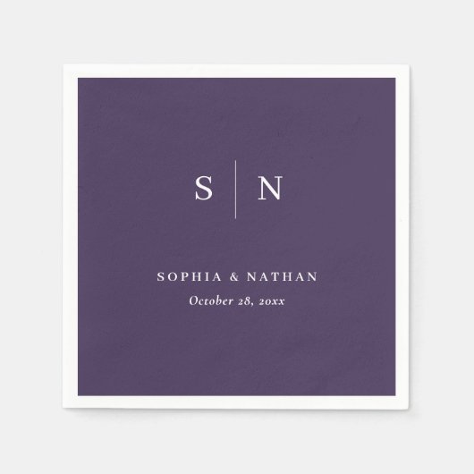 Minimaal en chique | Paarse bruiloft Servet (Voorkant)