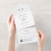 Minimaal en chique | QR-code bruiloft All In One Uitnodiging (Afscheurbaar)