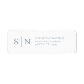 Minimaal en chique | Wit en stoffig blauw label (Voorkant)