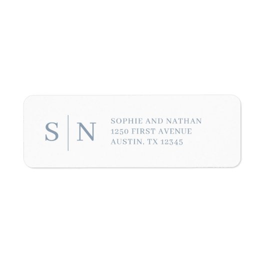 Minimaal en chique | Wit en stoffig blauw label (Voorkant)