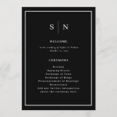 Minimaal en chique zwart | Elegante Border Bruilof Programma (Voorkant)
