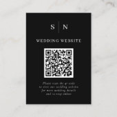 Minimaal en chique | Zwart scanbare QR-code bruilo Informatiekaartje (Voorkant)
