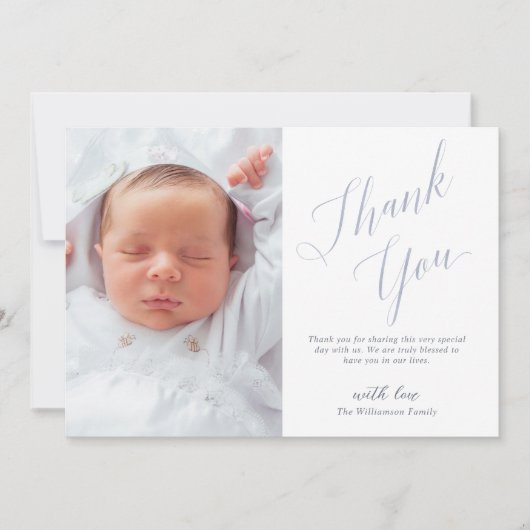 Minimaal en elegant script Baptism Foto bedankt (Voorkant)