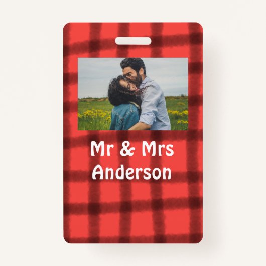 Minimaal enkelvoudig mr en mrs add your name foto  badge (Voorkant)
