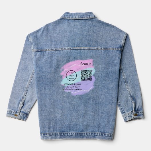 Minimaal enkelvoudig q r code add logo san code na denim jacket (Achterkant)