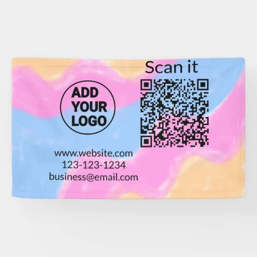 Minimaal enkelvoudig q r code add logo san code na spandoek (Horizontaal)