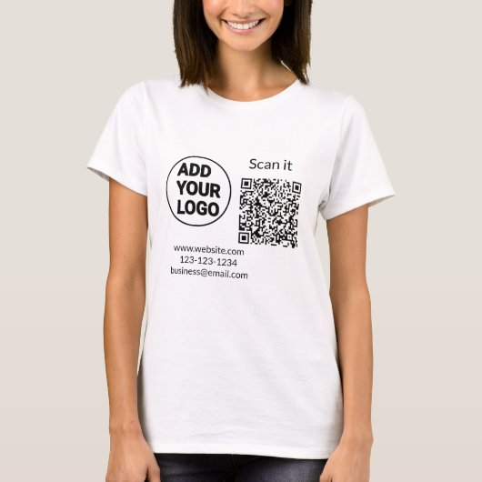Minimaal enkelvoudig q r code add logo san code na t-shirt (Voorkant)