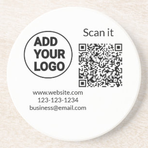 Minimaal enkelvoudig q r code add logo san code na zandsteen onderzetter