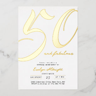 Minimaal Fifty and Fabulous 50ste verpartij Folie Uitnodiging