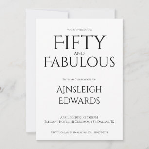 Minimaal Fifty and Fabulous Zwart 50ste Verjaardag Kaart