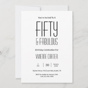 Minimaal Fifty en Fabulous 50ste verjaardagsfeest Kaart