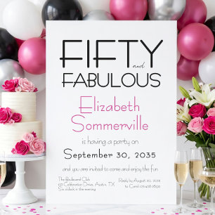 Minimaal Fifty en Fabulous 50ste verjaardagsfeest Kaart