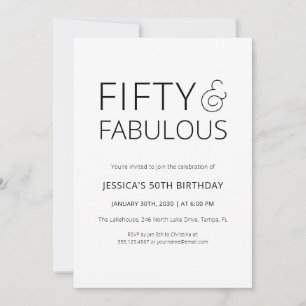 Minimaal Fifty en Fabulous 50ste verjaardagsfeestj Kaart