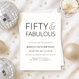 Minimaal Fifty en Fabulous 50ste verjaardagsfeestj Kaart