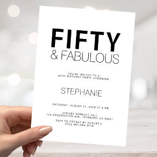 Minimaal Fifty en Fabulous 50ste verjaardagsfeestj Kaart
