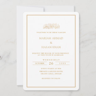 Minimaal formeel script gouden lijst moslim bruilo kaart