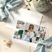 Minimaal Fotocollage Script Wedding Bow Monogram Bedankkaart