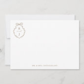 Minimaal Fotocollage Script Wedding Bow Monogram Bedankkaart (Achterkant)