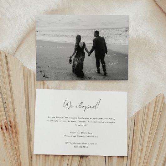 Minimaal Fotoscript Wedding Elopement & Receptie Kaart