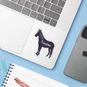 minimaal Friesian Horse Silhouette Sticker (Laptop met iPhone)