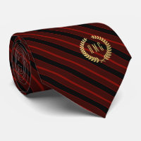 Minimaal gebogen goudmonogram rood | Zwarte streep