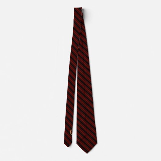 Minimaal gebogen goudmonogram rood | Zwarte streep Stropdas (Achterkant)
