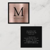 Minimaal geborsteld metallisch Roos Gold zwart mon Vierkante Visitekaartje (Voorkant / Achterkant)