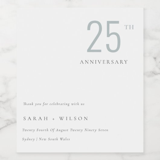 Minimaal gebundeld donkerblauw elk jaar Jubileum Wijn Etiket (Enkel label)