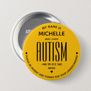 Minimaal Geel Autisme Bewustzijn ASD ADHD Speciaal Ronde Button 7,6 Cm