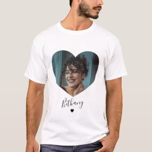 Minimaal Gepersonaliseerd Hart Foto T-Shirt