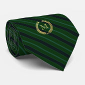 Minimaal geprogrammeerd goudmonogram groen | Navy  Stropdas (Opgerold)