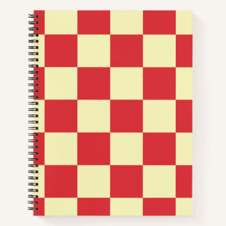 Minimaal geruit vintage rood en crème notitieboek