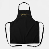 Minimaal Girly Black Gold Name Calligraphy Script Schort (Voorkant)