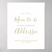 Minimaal Gold Baby shower Adres en envelopteken Poster (Voorkant)