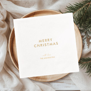 Minimaal Goud Folie Prettig Kerstfeest Servetten