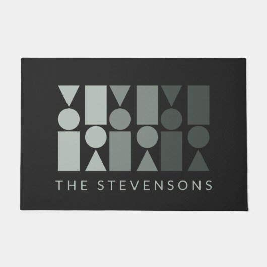 Minimaal grijs groen geometrisch ontwerp, aangepas deurmat (Voorkant)