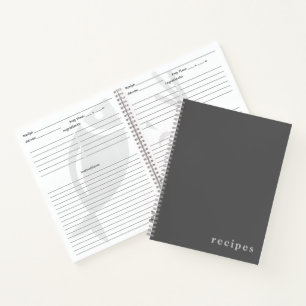 Minimaal grijs Notitieboek "Recipes"
