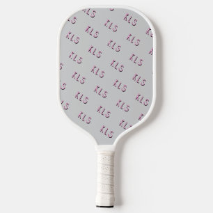 Minimaal grijs-roze-wit gestreept monogram pickleball paddle