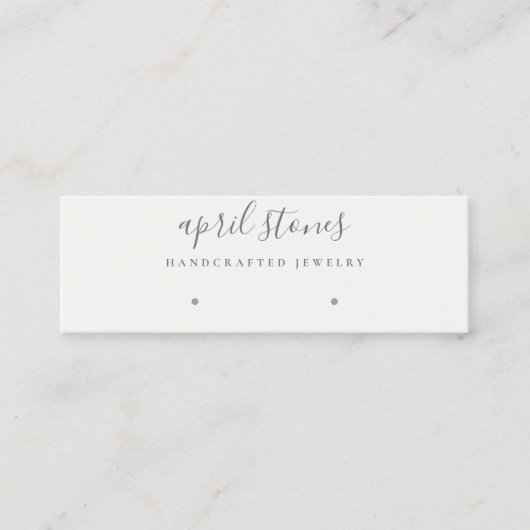 Minimaal grijs Script Black White Earring-beeldsch Mini Visitekaartje (Voorkant)