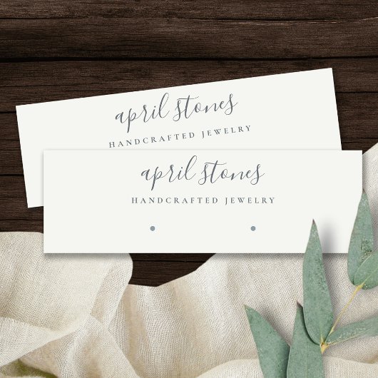 Minimaal grijs Script Black White Earring-beeldsch Mini Visitekaartje