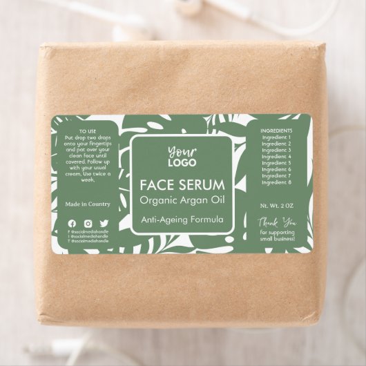 Minimaal groen botanisch tropisch blad aangezicht etiket (Insitu)